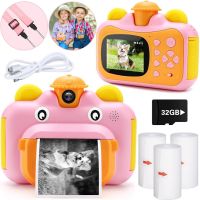 Детский фотоаппарат с мгновенной печатью фото Kids Print Camera Pink цифровая камера полароид на аккумуляторе для детей от 6 лет 12мп 1080HD Розовая