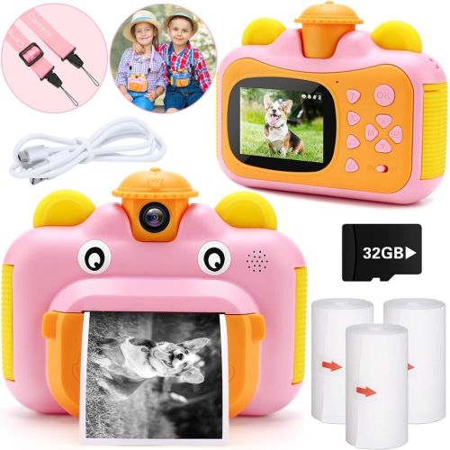 Детский фотоаппарат с мгновенной печатью фото Kids Print Camera Pink цифровая камера полароид на аккумуляторе для детей от 6 лет 12мп 1080HD Розовая