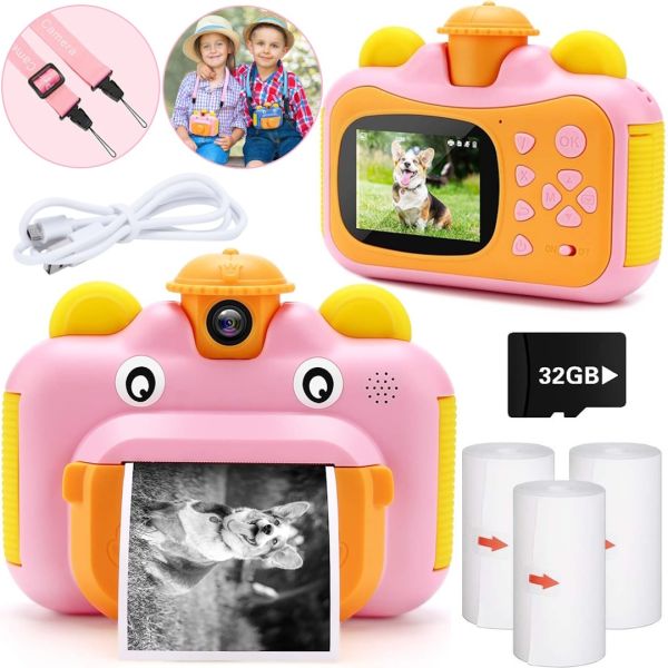 Дитячий фотоапарат з миттєвим друком фото Kids Print Camera Pink цифрова камера Полароїд на акумуляторі для дітей від 6 років 12МП 1080HD рожева