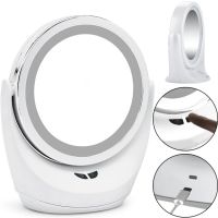 Настольное круглое косметическое зеркало Mirror Lamp YT-M513 с LED подсветкой и увеличением для макияжа, Увеличительное зеркало на подставке Белое