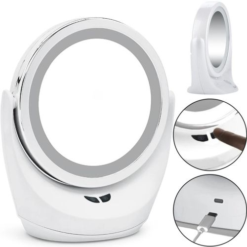 Настольное круглое косметическое зеркало Mirror Lamp YT-M513 с LED подсветкой и увеличением для макияжа, Увеличительное зеркало на подставке Белое