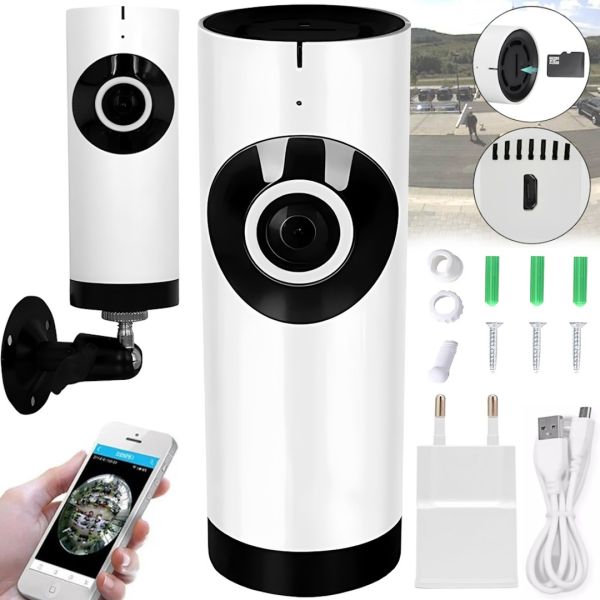 Панорамна бездротова IP камера Camera Cad 1315 настільна WiFi камера відеоспостереження риб'яче око з кріпленням, відеореєстратор DVR MicroSD
