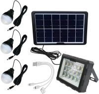 Переносна сонячна станція GDLite GD-106 портативний LED ліхтар прожектор з 3 лампами і повербанком на сонячній батареї 4000 мАг GDTimes ZB-28