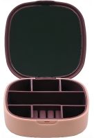 Органайзер для біжутерії з дзеркалом Jewerly Storage Box LD-988 Дорожня міні шкатулка на 7 відділень для прикрас і ювелірних виробів 10х10 см