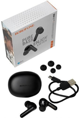 Бездротові Bluetooth навушники Double Borofone bw48 Enlighten сенсорні вакуумні навушники-гарнітура з шумозаглушенням і мікрофоном USB чорні