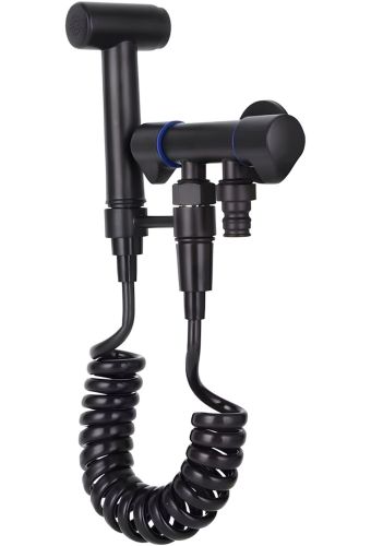 Набір для гігієнічного душу Handheld bidet Sprayer Set AA22 - 2 чорний ручний змішувач лійка з тримачем і шлангом з нержавіючої сталі для біде