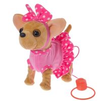 Дитяча м'яка іграшка компаньйон Собачка на повідку My Lovely Pets TV090A в сукні Плюшева собака Чихуахуа гавкає ходить і виляє хвостом на батарейках