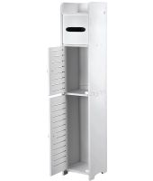 Підлоговий пенал у ванну Sleek Bathroom Storage Cabinet PK-01 вузька пластикова шафа 80х15х15 см органайзер з тримачем для зберігання паперу Білий