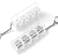 Брелок-антистрес у формі кейкап Switch Keychain SK-04 — прозора іграшка-клікер із 4 механічними клавішами, карабіном для ключів та RGB-підсвічуванням Jedel