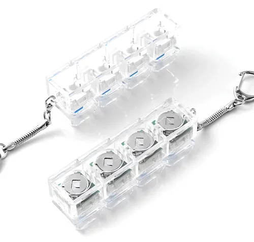 Брелок-антистрес у формі кейкап Switch Keychain SK-04 — прозора іграшка-клікер із 4 механічними клавішами, карабіном для ключів та RGB-підсвічуванням Jedel