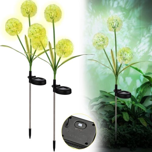 Садовый декоративный фонарь Одуванчики LED Flower Solar Light AD-2302 42.5 см 2 штуки уличный светильник на солнечной батарее Теплый белый