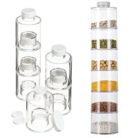 Акриловый набор для специй Spice Tower на 6 отсеков. Стеклянный набор, баночки для хранения специй на 6 емкостей, Спецовник Башня
