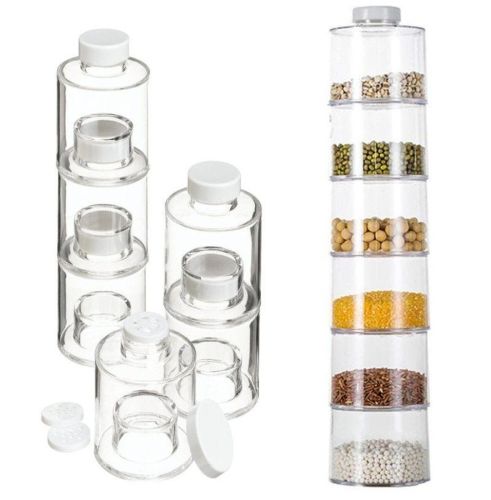 Акриловый набор для специй Spice Tower на 6 отсеков. Стеклянный набор, баночки для хранения специй на 6 емкостей, Спецовник Башня