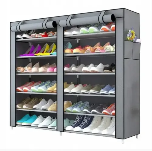 Тканевый шкаф для обуви Shoe Cabinet YQF-2266 на 6 полок, Двойная складная тканевая полка, пылезащищенный каркасный для хранения K66, 2712 MG-222
