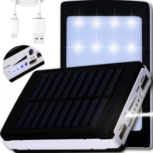 Портативное зарядное Power Bank Solar 90000 mAh c Led фонариком УМБ Metal Черный на солнечной батарее Павербанк, внешний аккумулятор, PowerBank 
