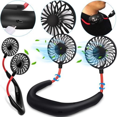 Портативний вентилятор на шию Neck Fan 360° бездротовий шийний спортивний охолоджувач 3 швидкості з акумулятором, LED-підсвічуванням і USB зарядкою