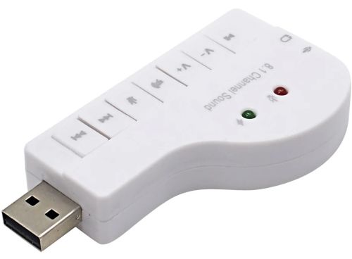 Внешняя звуковая карта USB 8.1 Piano внешний звуковой адаптер для ноутбука и ПК компьютера, аудиокарта юсб с кнопками управления 8.3х4.3 см