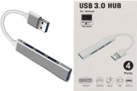 Концентратор USB 3.0 Hub Silver на 4 порти, мультифункціональний перехідник розгалужувач для ноутбука і ПК, юсб хаб Сірий