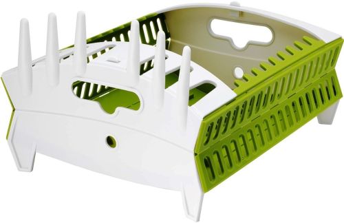Сушарка органайзер для посуду Compact Dish Rack складна настільна сушка для виделок і ложок, Пластикова сушарка-органайзер на кухню Зелена з білим