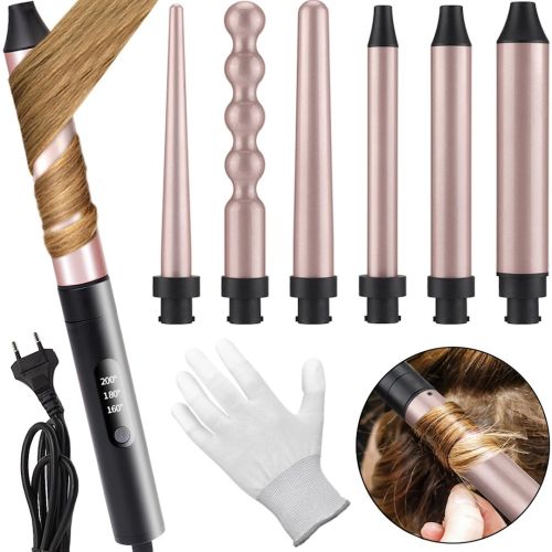 Плойка стайлер для завивки волос Professional Beauty PB-51 20W 6 в 1 профессиональные щипцы для укладки и накручивания локонов со сменными насадками Черные