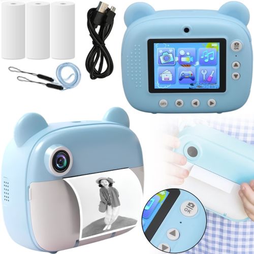 Дитячий фотоапарат з миттєвим друком DIY Instant Digital Camera M3 3 в 1 цифрова камера полароїд для фото і відео на акумуляторі Блакитний
