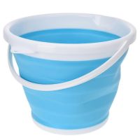 Складное силиконовое ведро на 10 литров Collapsible Bucket Emmer CB-10, туристическое универсальное круглое ведро Supretto с ручкой 10л
