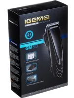 Дротова машинка для стрижки волосся GEMEI GM-813 4 насадки, Професійний тример для бороди зі змінними насадками Gemmy GM813 від мережі Чорна