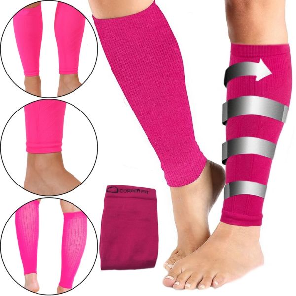 Підтримуючі компресійні гетри Copper Fit Calf Compression Sleeves, облягаючі гольфи з фіксацією литок, Бандаж для підтримки гомілки рожеві