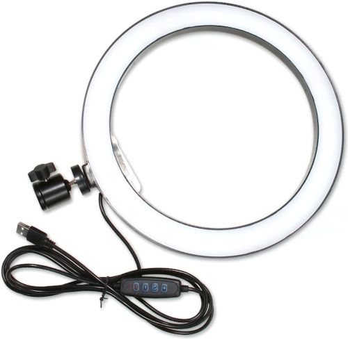 Кільцева лампа зі штативом LED Ring Light QX-206 26 см світлодіодне селфи кільце з підставкою і тримачем для настільної зйомки 3 режими світіння