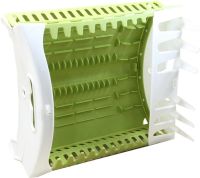 Сушарка органайзер для посуду Compact Dish Rack складна настільна сушка для виделок і ложок, Пластикова сушарка-органайзер на кухню Зелена з білим