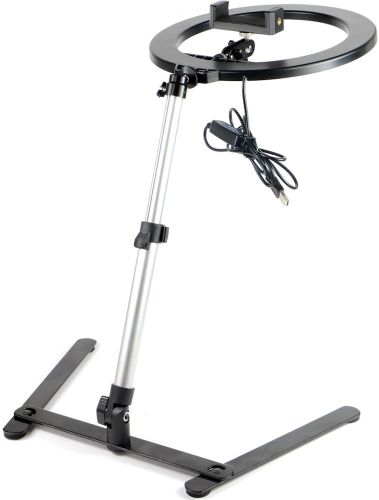 Кільцева лампа зі штативом LED Ring Light QX-206 26 см світлодіодне селфи кільце з підставкою і тримачем для настільної зйомки 3 режими світіння
