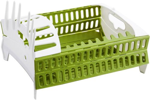 Сушарка органайзер для посуду Compact Dish Rack складна настільна сушка для виделок і ложок, Пластикова сушарка-органайзер на кухню Зелена з білим
