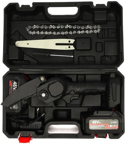 Акумуляторна ланцюгова міні-пила Mini Electric Chain Saw 48V на 2 акумулятора, міні обрізна електропила на акумуляторі в кейсі