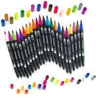 Набір акварельних маркерів-лінерів для малювання Dual Brush 120 шт комплект двосторонніх скетч маркерів кистей на водній основі в пеналі 120 кольорів