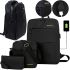 Міський набір сумок 3 в 1 Backpack 9018 рюкзак для ноутбука 15", сумка через плече і гаманець на блискавці з USB портом для навушників 42х33 см Чорний