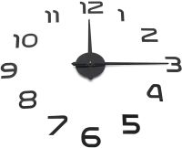Настінні 3D годинник Diy Clock XZ123 Black Зроби сам від 60 до 90 см великі самоклеючі 3Д годинник об'ємні цифри на стіну для дому, офісу чорні