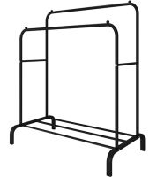 Двойная стойка вешалка Double Floor Hanger 162х130 см для одежды и полкой для обуви, напольная стойка-вешалка со штангой на ножках до 30 кг Черная