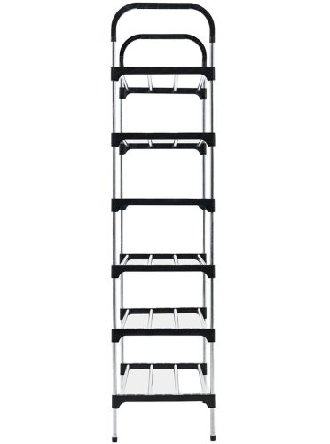 Підлогова Полиця органайзер Shoe Rack Rias RD-9005 для зберігання взуття 6 ярусів, стійка етажерка на 6 секцій полиць 115x56x30 см зі сталі срібляста