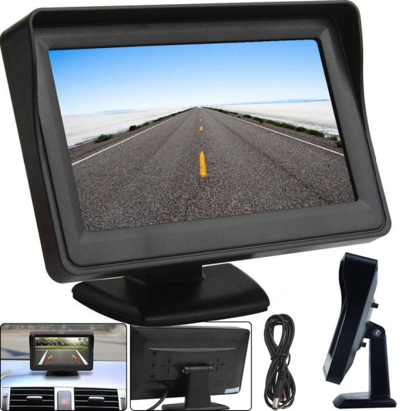 Монітор автомобільний TFT LCD екран 4,3 "дисплей LCD 4.3' для Камери заднього виду в автомобіль, Автомонітор на ніжці Дисплей 320х240 в машину Чорний