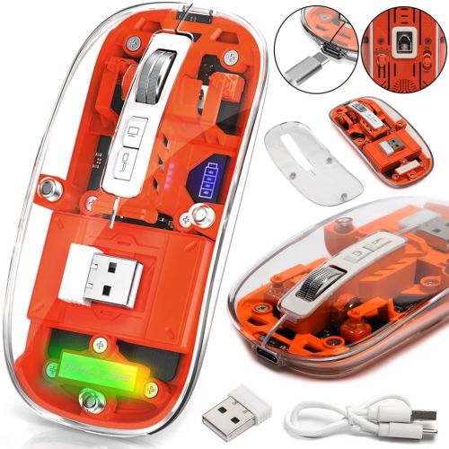 Бездротова ігрова Bluetooth мишка FMOUSE M133 для комп'ютера і ноутбука 2.4GHZ 2400 DPI прозора акумуляторна миша з підсвічуванням для ПК від USB
