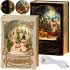 Ночник в форме рождественской книги XMAS WDL 24023B новогодний музыкальный светильник книжка с эффектом метели и LED подсветкой на батарейках USB
