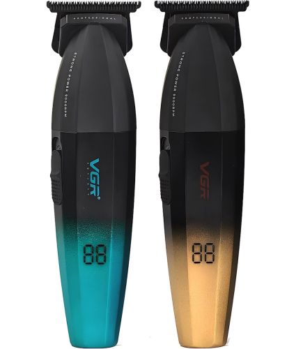 Акумуляторний тример для стрижки волосся VGR V-906 5W бездротова чоловіча машинка для окантовки бороди і вусів зі змінними насадками і дисплеєм USB