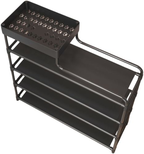 Обувница с полкой для аксессуаров Araqel Shoe Rack стеллаж органайзер для хранения обуви 60х21x78 см металлическая стойка на 5 полок в прихожую Черная