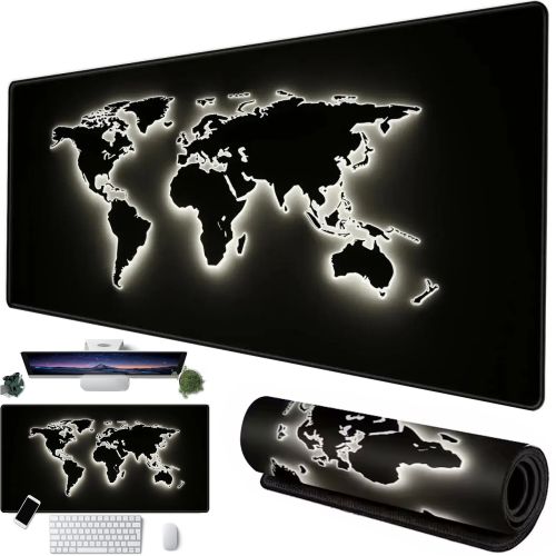 Игровой компьютерный коврик Светящаяся Карта Мира HP227 80x30 см для клавиатуры и мышки, Игровая поверхность для мыши