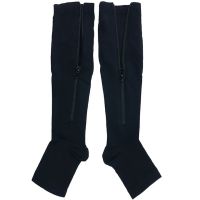 Компресійні гольфи від варикозу Zip Sox, облягаючі лікувальні панчохи, шкарпетки для фіксації щиколоток Зіп Сокс зі змійкою, чорні S / M, L / XL