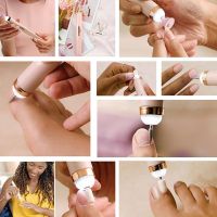 Фрезер для манікюру і педикюру Flawless Salon Nails бездротовий апарат для зняття гель-лаку з нігтів, портативна машинка з насадками USB рожева
