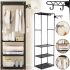 Підлогова складна вішалка для одягу New Boxy Coat Rack 6602 шафа органайзер з гачками і трьома полицями для взуття, розкладний стелаж для передпокою