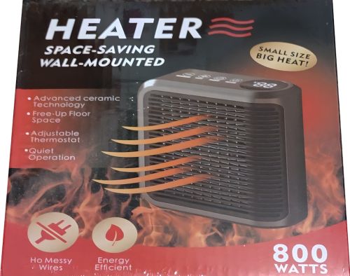 Портативний міні обігрівач в розетку Handy Heater NFJ-08 800W електричний настінний тепловентилятор з дисплеєм і пультом від мережі AND 032 Чорний
