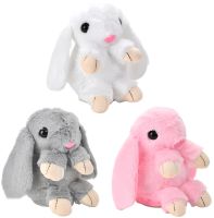 Музыкальный плюшевый зайчик Repeat Happy Rabbit FJ8888 Grey детская мягкая игрушка заяц с подсветкой и звуковыми эффектами на аккумуляторе от USB