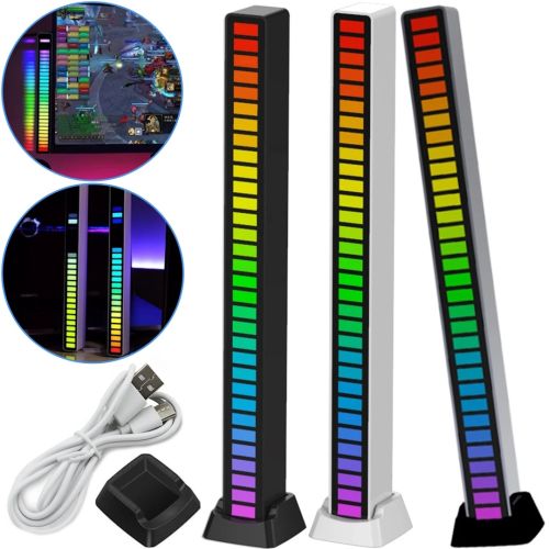 Музыкальный светильник эквалайзер Sound Control Lamp D08-RGB светодиодная звуковая 32 LED лампа с подсветкой под музыку и подставкой от сети USB